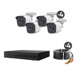 Kit TurboHD 1080p / DVR 8 canales con H.265+ / 4 Cámaras Bala Metálicas 