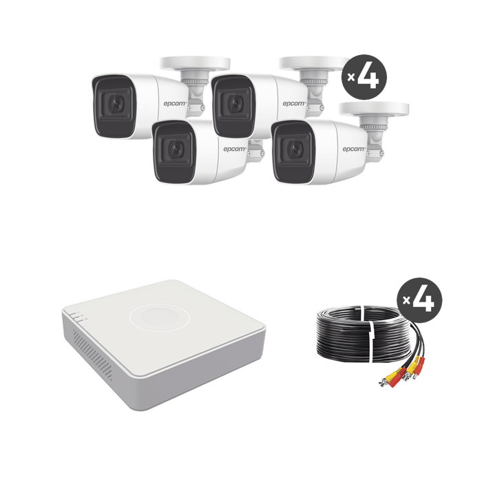 Kit TurboHD 1080p  / DVR 4 / 4 Cámaras Bala Micrófono Integrado