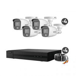 Kit TurboHD / DVR 4 /4Cámaras Bala ColorVu/Microfono Integrado / Fuente de Poder