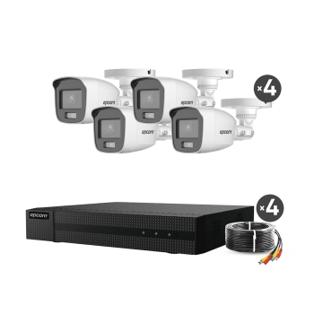 Kit TurboHD / DVR 4 /4Cámaras Bala ColorVu/Microfono Integrado / Fuente de Poder