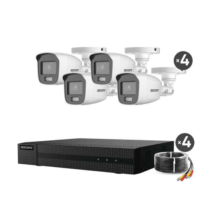 Kit TurboHD / DVR 4 /4Cámaras Bala ColorVu/Microfono Integrado / Fuente de Poder