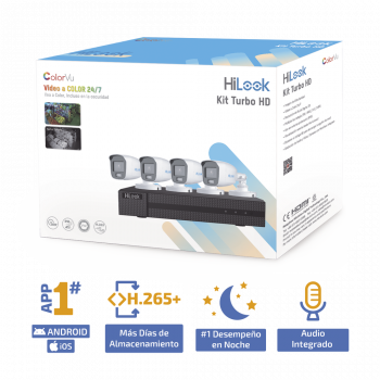 Kit TurboHD 1080p / DVR 4 /4 Cámaras Bala ColorVu Micrófono Integrado  