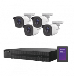 KIT TurboHD 1080p + SSD de 1 TB (1024 GB) DVR 4 canales /4Cámaras Bala de Metal 