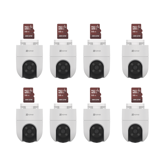 Kit 8 Cámaras WiFi Full HD con Audio + 8 microSD 32GB - EZVIZ CS-H8C/KM8