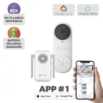 Timbre con Cámara Wi-Fi Recargable para Exterior con Audio Bidireccional