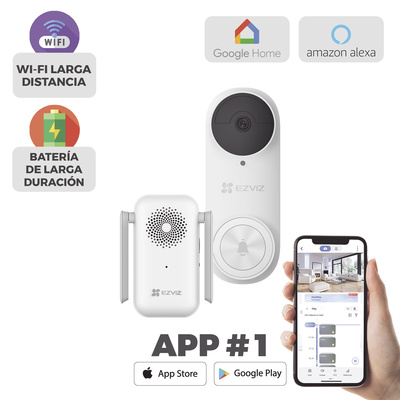 Timbre con Cámara Wi-Fi Recargable para Exterior con Audio Bidireccional