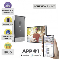 Videoportero IP Conexión a 2 Hilos / Con Monitor Wi-Fi para Interior
