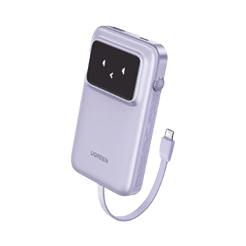Power Bank Serie Uno| 10000mAh|30W|con Cable USB-C Incorporado| 2 Salidas 30W