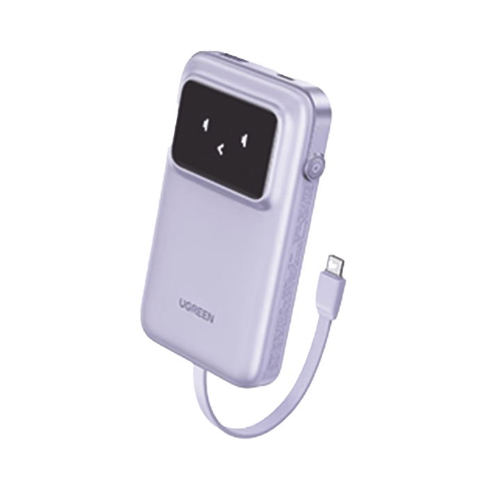 Power Bank Serie Uno| 10000mAh|30W|con Cable USB-C Incorporado| 2 Salidas 30W