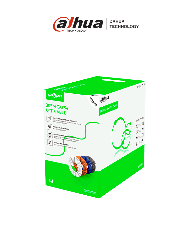 DAHUA PFM922I-5EUN-C -Bobina de cable UTP Cat5e de 305 metros, color blanco